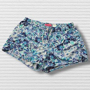 Lilly Pulitzer Luxletic Run Around Shorts L Iris Blue “High Maintenance” Lion